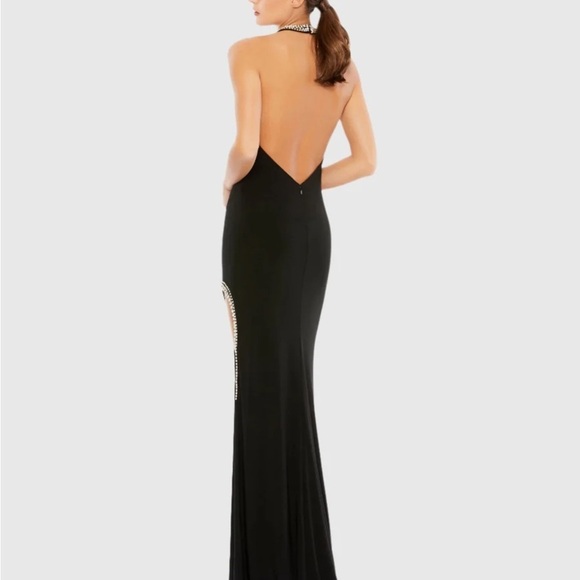 Mac Duggal 26533 NWOT HIGH SLIT HALTER GOWN W/ RHINESTONE ACCENTS - Picture 3 of 8